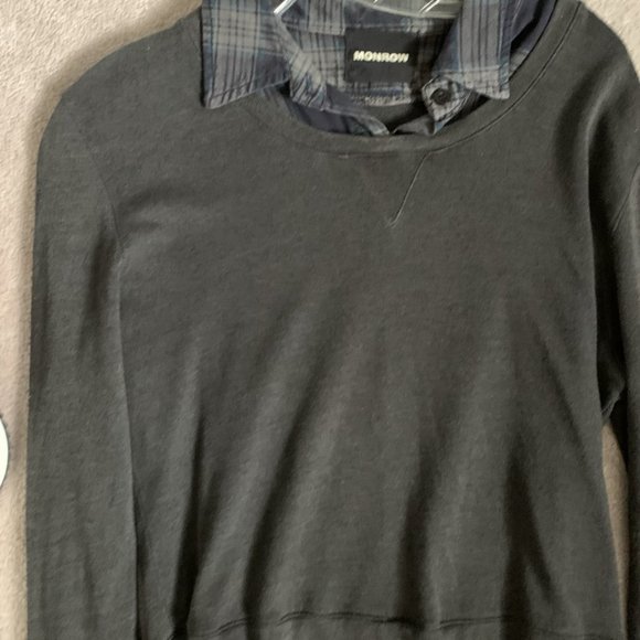 MONROW sweatshirt and attached collared shirt - Picture 5 of 5